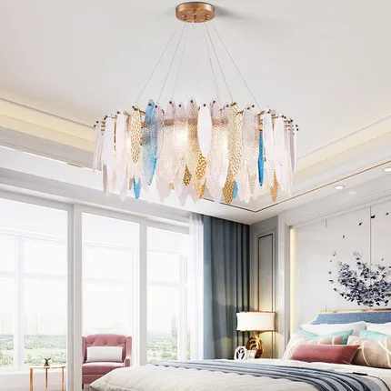 

Роскошная стеклянная люстра светильник, простая атмосфера, лампа в стиле постмодерн для гостиной, столовой, спальни, виллы, кабинета