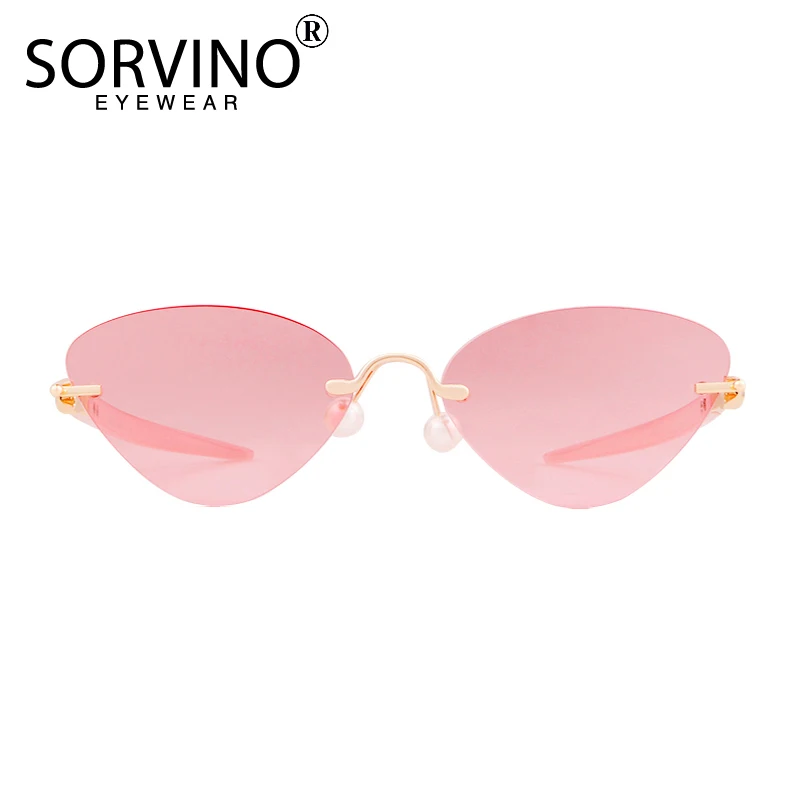 Женские солнцезащитные очки без оправы SORVINO яркие розовые кошачий глаз 2020