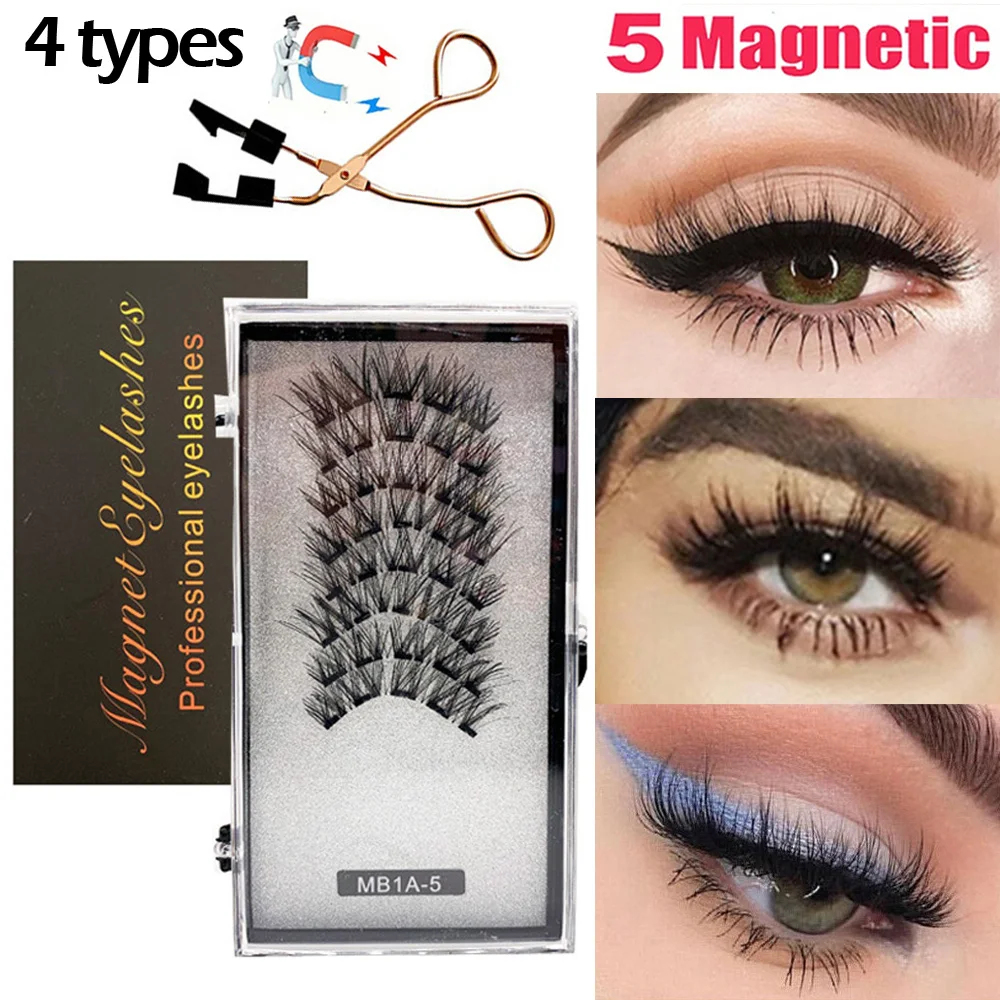 

8PCS 5 Magnetic eyelashes with 4 pairs magnets magnetic lashes natural Mink eye lashes with faux cils magnetique tweezers