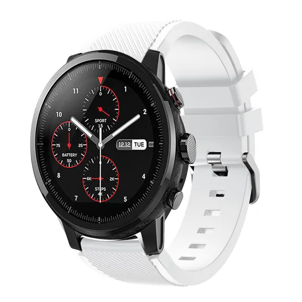 Белый Мягкий силиконовый спортивный ремешок для часов Huami Amazfit Stratos умные часы для Amazfit Pace Stratos 2/2S ремни 22 мм браслет - Цвет: Белый