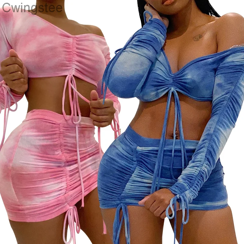 

Женский комплект из двух предметов, облегающий Топ с длинным рукавом и юбка