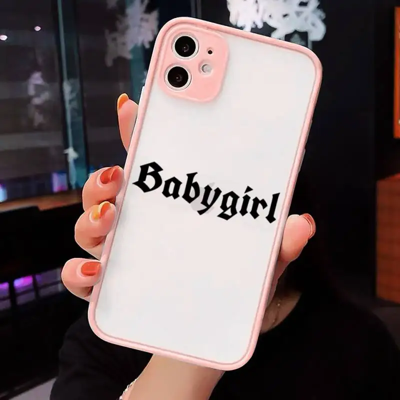 

Babe babygirl honey line Text art Phone Case Matte Transparent for iPhone 7 8 11 12 s mini pro X XS XR MAX Plus cover funda