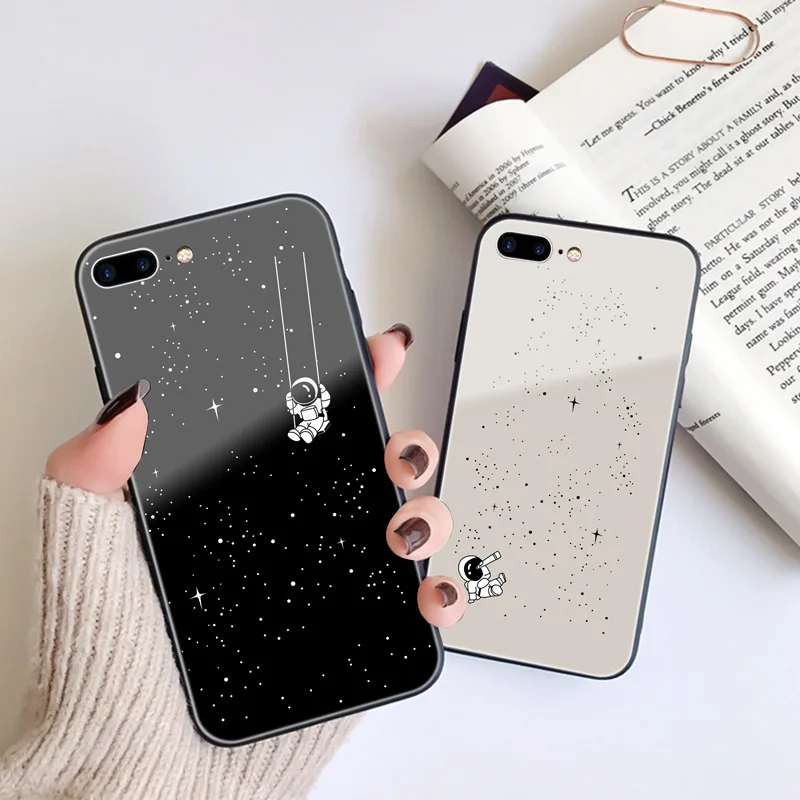 

Case Space Astronaut Hard Glass Cover For Samsung Galaxy s21 ultra plus