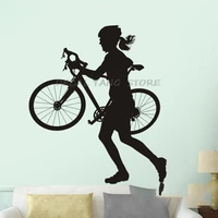 women road bike shop wall sticker customized sports posters vinyl wall decals decor mural car windows bicycle glass decal