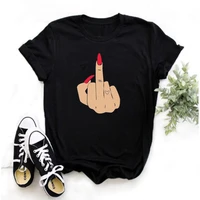 fingerprint printing t shirt womens fashion harajuku red 90s nail t shirt female punk hip hop t shirt