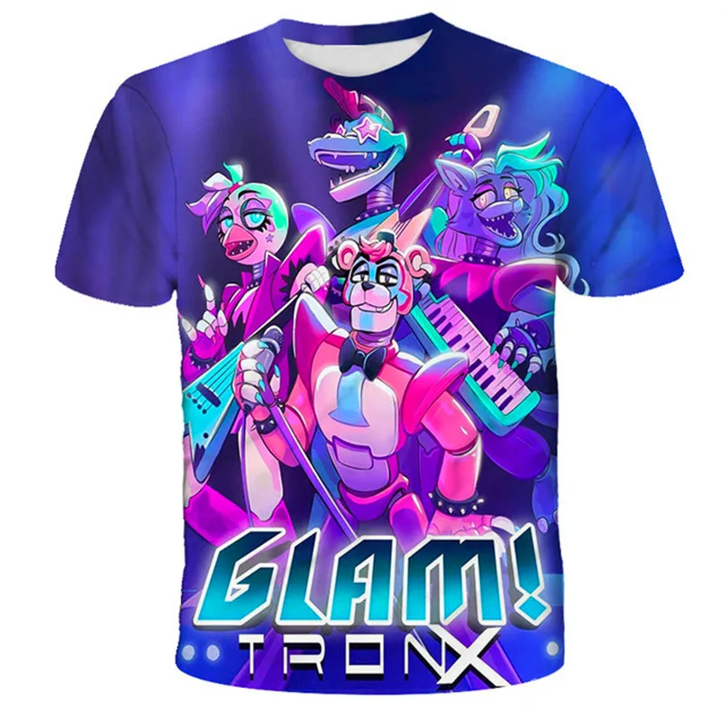 

Boy Girl Short Sleeve fashion T Shirt Funny Anime Cartoon Five Nights At Freddys 3D Print Kids Costume Children Clothes 2021
