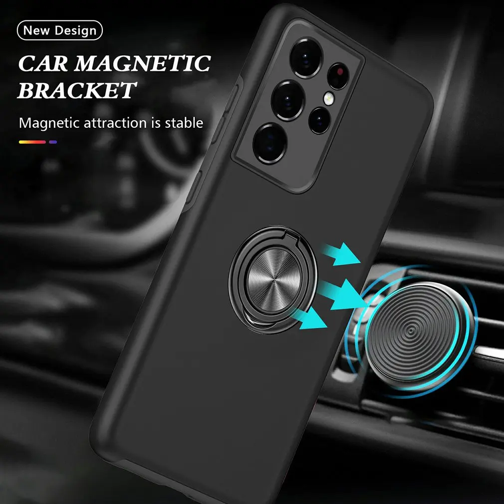 

Тонкий силиконовый мягкий магнитный чехол для телефона с 360 градусами Prime Finger Ring, чехлы с автомобильным креплением для Samsung S21 Ultra