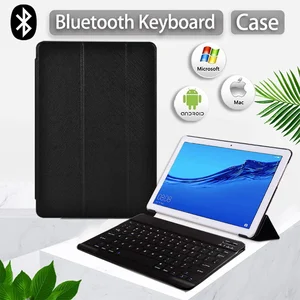 case for huawei mediapad t3 10 9 6mediapad t5 10 10 1 pu leather folding stand cover tablet case bluetooth keyboard free global shipping