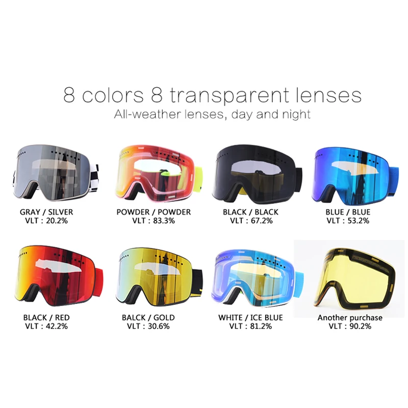 JIE POPPLY Magnetic Ski Glasses Double Lens ski goggles double layers UV400 anti-fog protective glasses mask skiing For men | Спорт и