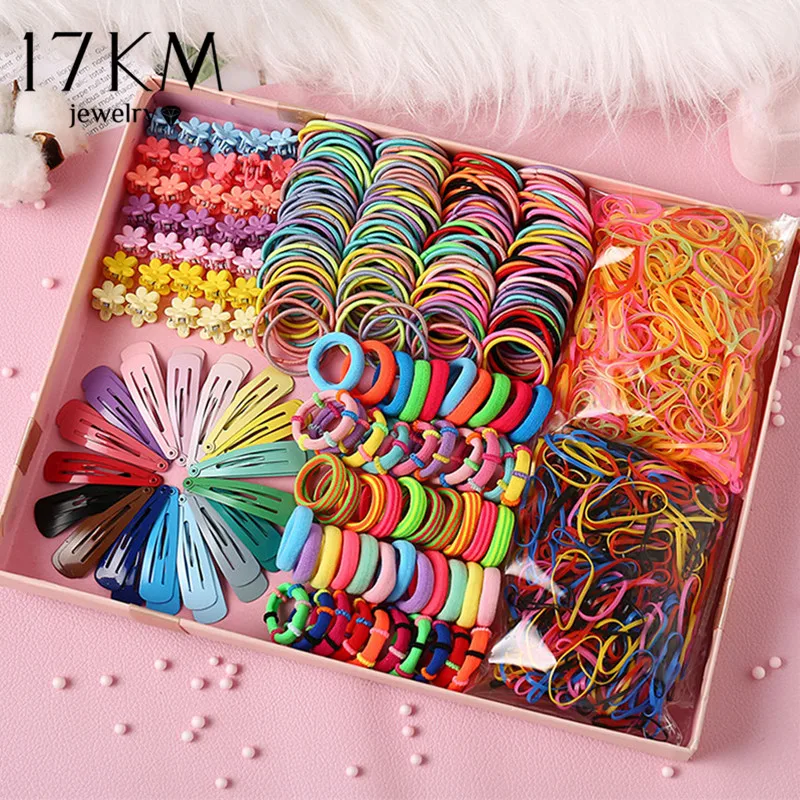 Children Colorful Nylon Elastic Hair Bands For Baby Girls Rubber Bands Set Kids Ponytail Holder Headband Hair Accessories