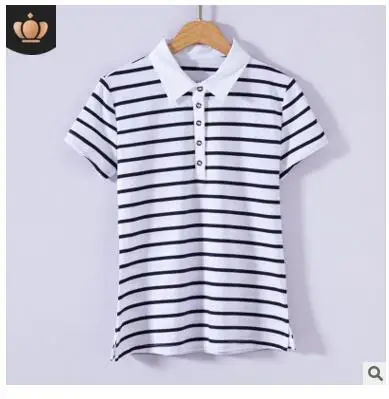 YAUAMDB женские рубашки-поло, лето, M-4XL, хлопок, женские топы, футболки, одежда с коротким рукавом, в полоску, свободная, повседневная, женская одежда 47 - Цвет: Белый