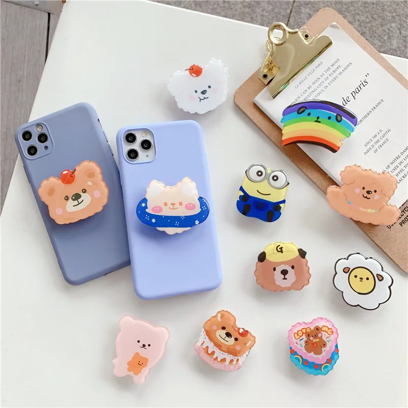 hot sale new funny cartoon cute foldable mobile phone bracket finger ring bracket handle grip tok bracket accessories for iphone free global shipping