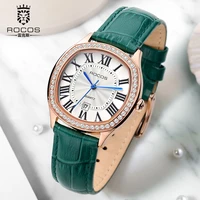 rocos luxury women watch fashion elegant diamond wristwatch leather ladies watch waterproof quartz watch relojes para mujer