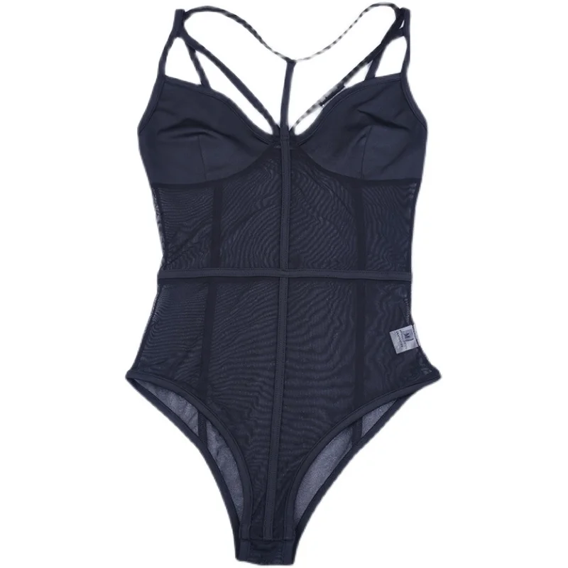 

spring and summer dress sexy gauze condole perspective jumpsuits woman