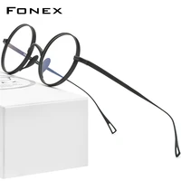 fonex pure titanium glasses men retro round prescription eyeglasses women 2021 new vintage myopia optical frame eyewear f85644