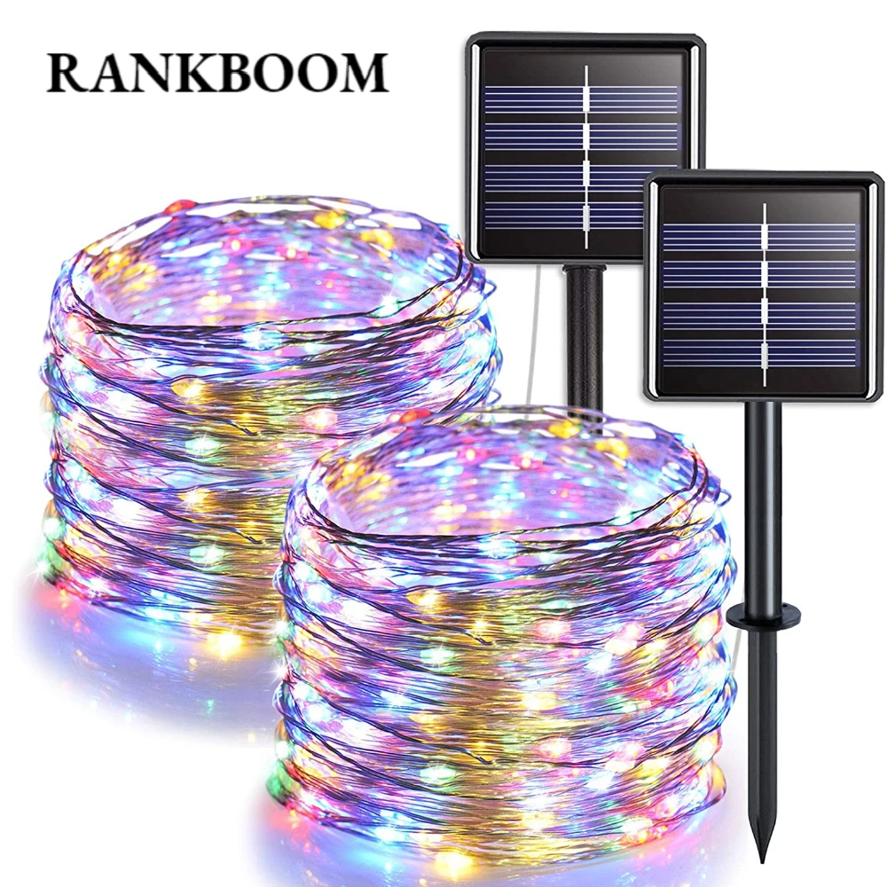 

RANKBOOM LED Outdoor Solar Lamp String Lights 100/200 LEDs Fairy Holiday Christmas Party Garland Solar Garden Waterproof