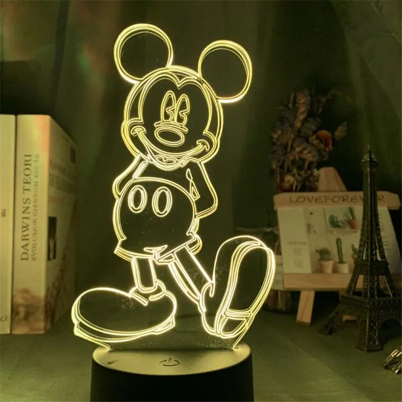 Disney Микки Минни 3d Ночник светильник украшение для спальни Lampara Дети
