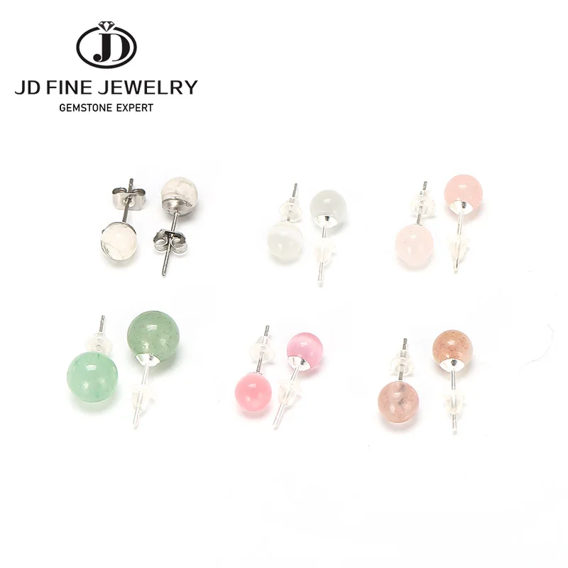 Серьги-гвоздики с натуральным нефритом JD ювелирные изделия Для Пирсинга Ушей из