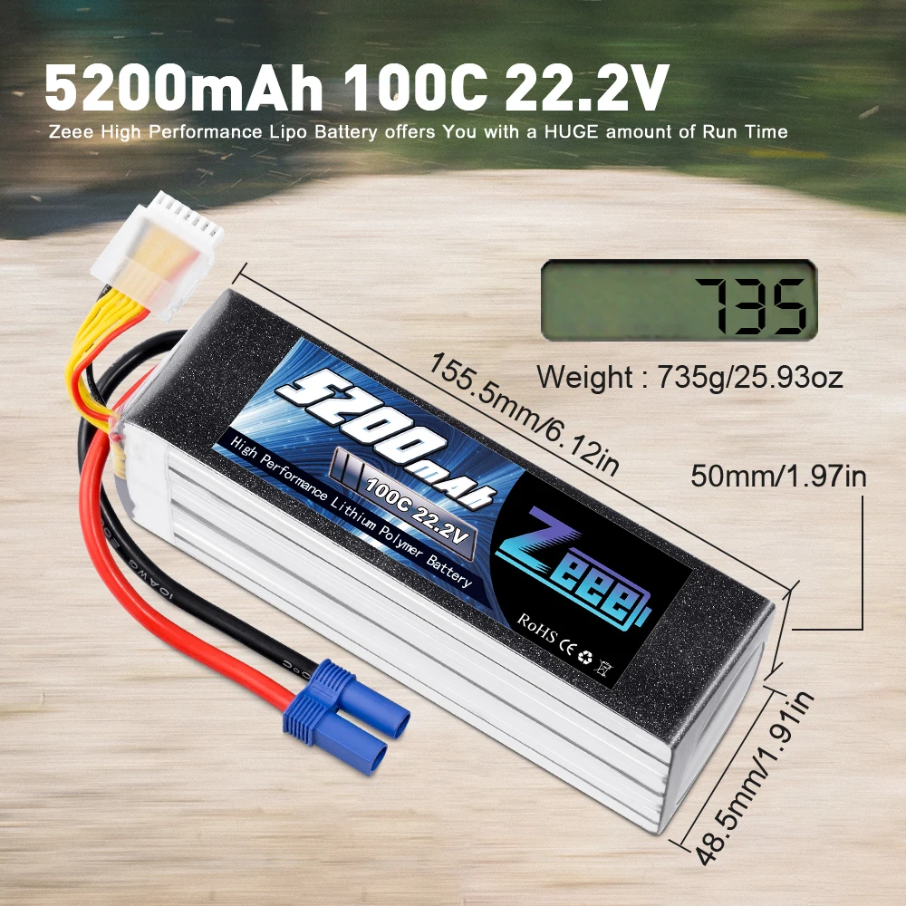 2 блока zeee 222 v 100c 5200mah 6s lipo батарея с разъе