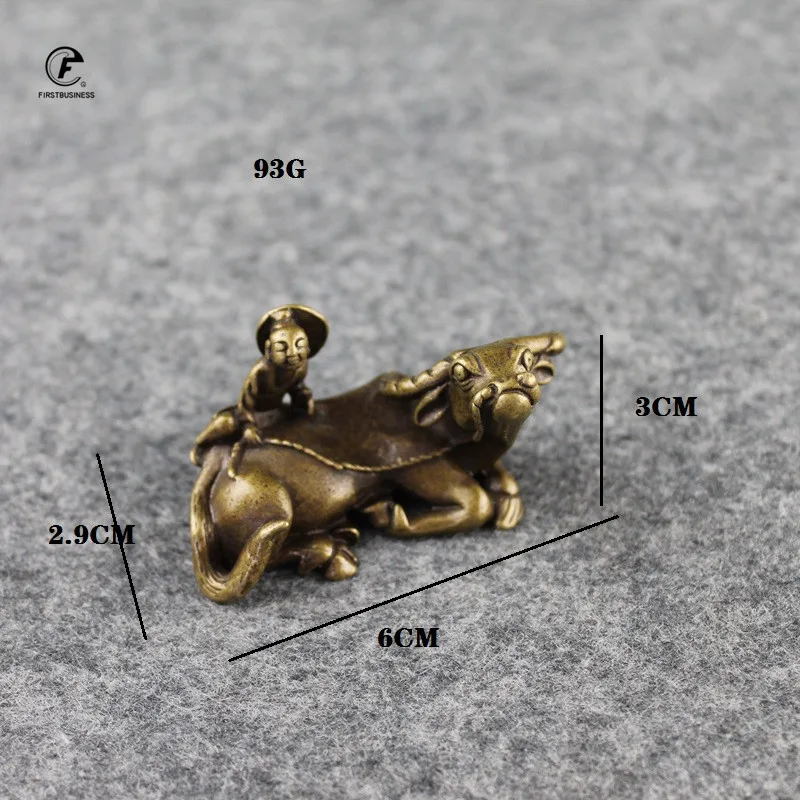 Твердая латунь овчарка Мальчик корова маленький орнамент Медь ручной работы