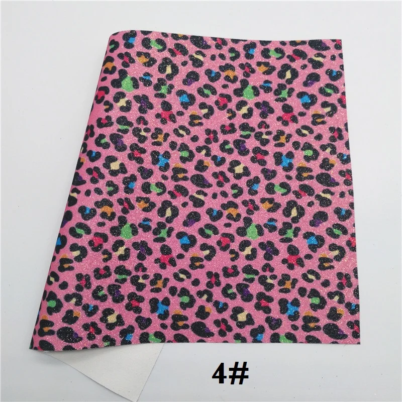 4 Glitterwishcome 21X29 см A4 Размер леопардовый блеск с принтом ткань, Радуга Блеск кожаные листы, блеск винил для бантов, GM479A - Цвет: 4