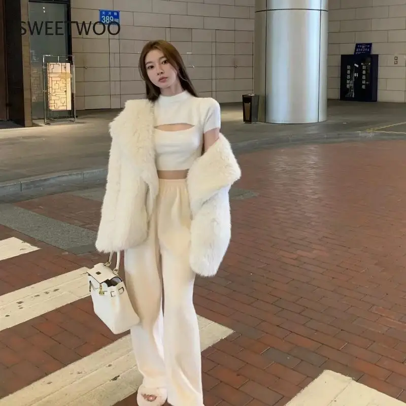 Faux Natural Fur Small Fragrance Wind Senior Sense of White Temperament Famous Lady Female Warm Leather Coat High Quality 2022