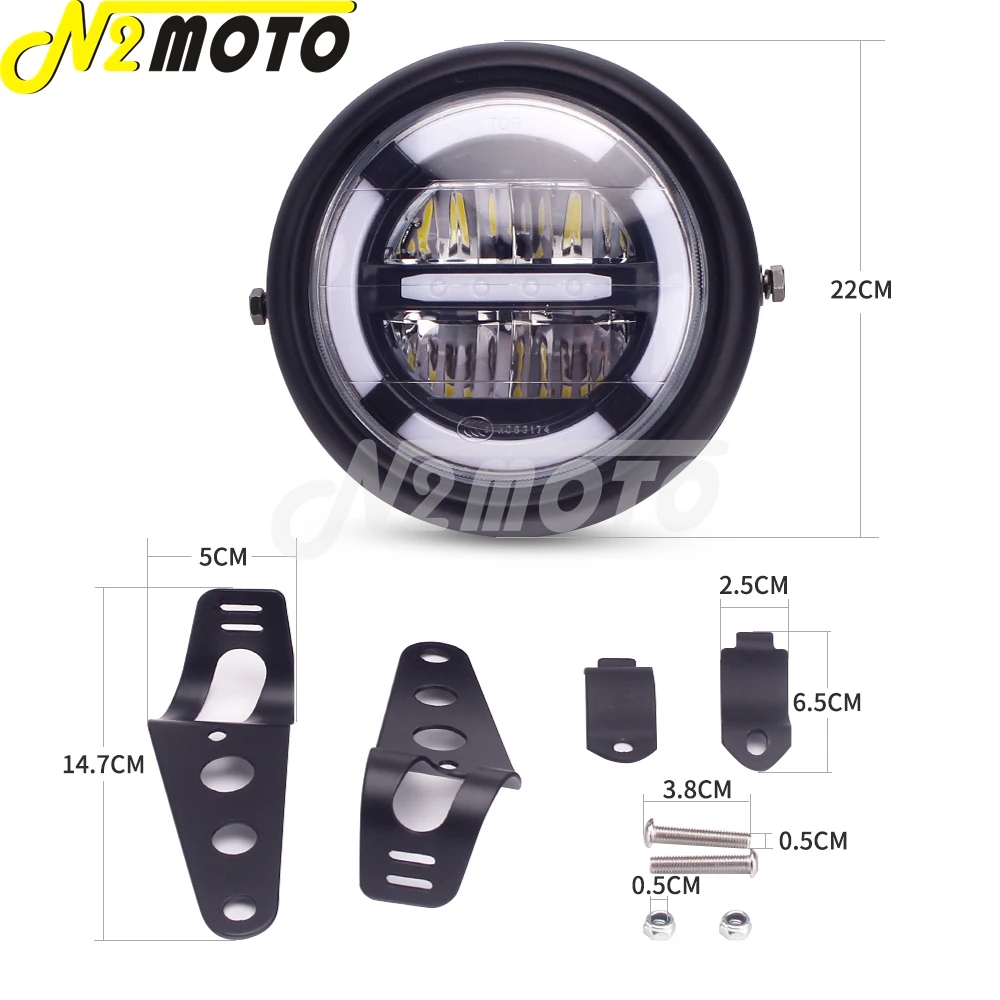 Мотоциклетная черная 7 &quotсветодиодный глая светодиодная фара 12-24 В с