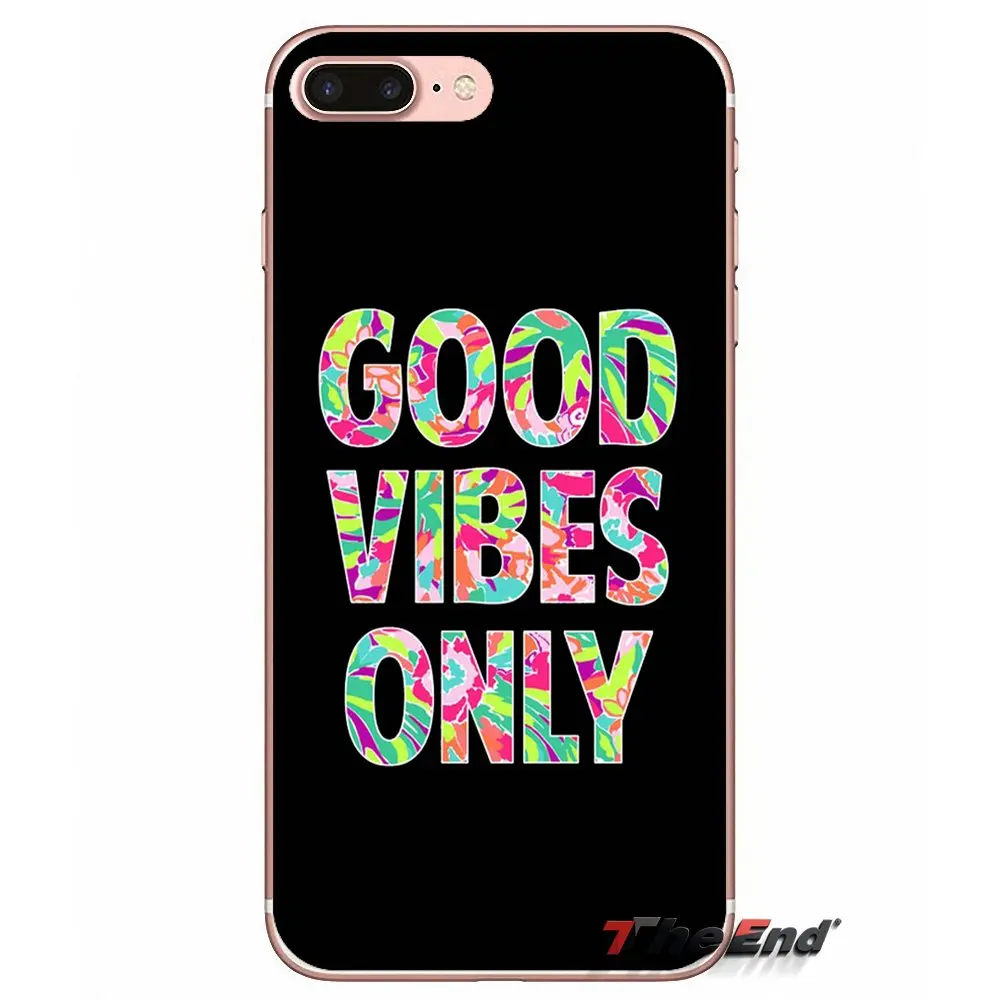 Для Samsung Galaxy J1 J2 J3 J5 J7 A3 A5 A7 2015 2016 2017 J330 J530 J730 цитаты good vibes only прозрачные мягкие чехлы