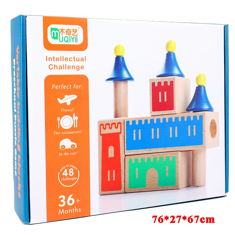Variety Dream Castle Wooden Building Blocks 48 Levels Intellectual Games Logic Thinking Training Children's Educational Toys | Игрушки и