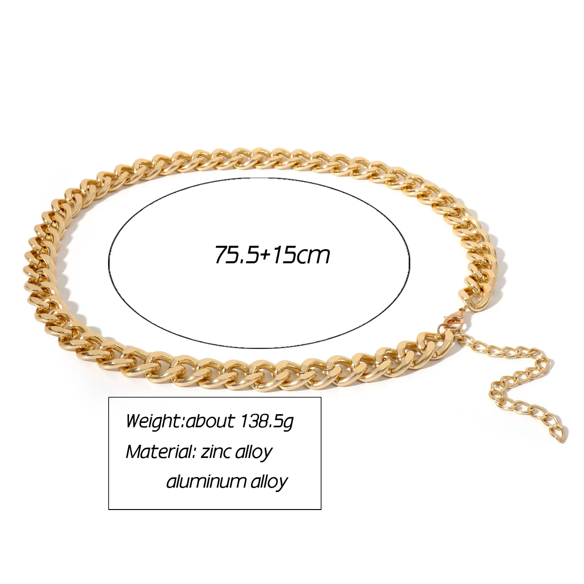 F.J4Z fashion simple punk personality Aluminium alloy link chain statement belly hip hop rocker sexy night club body |