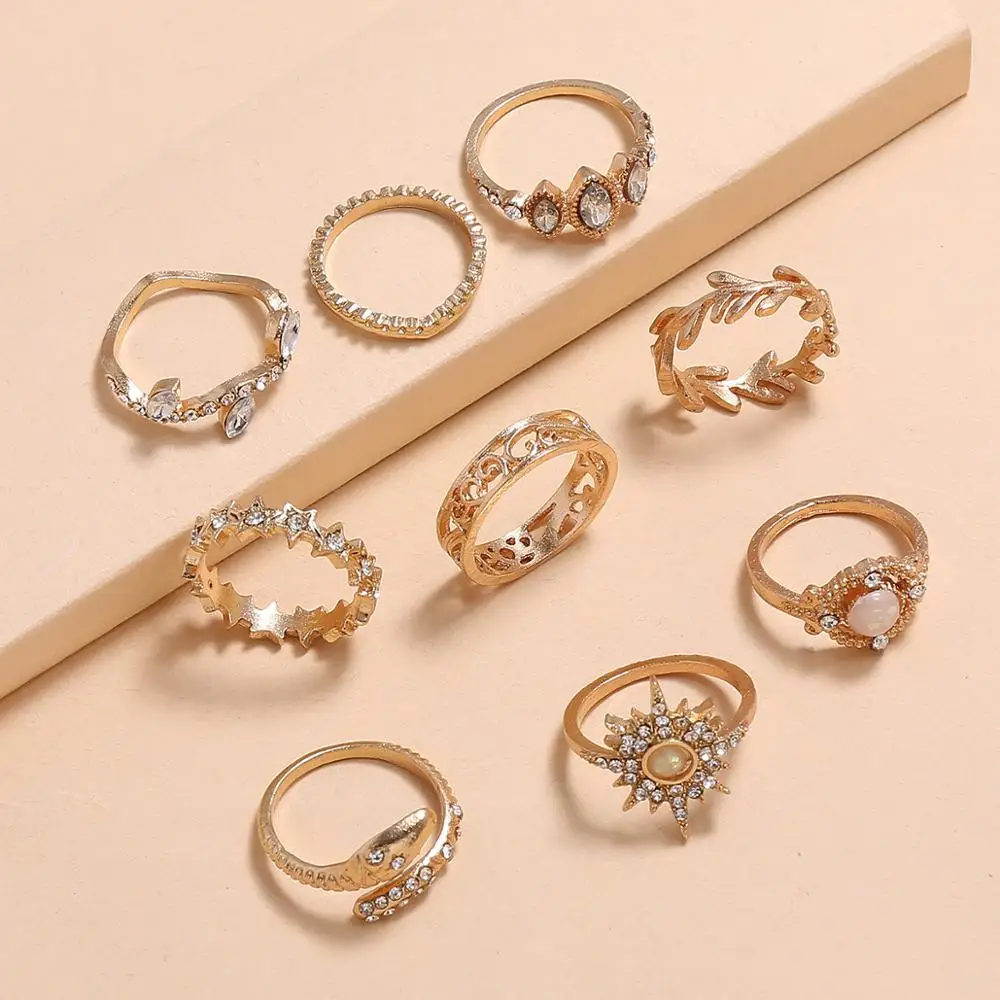 9 шт./компл. Boho смешанный золотой венок принцессы с шестигранной звездой и