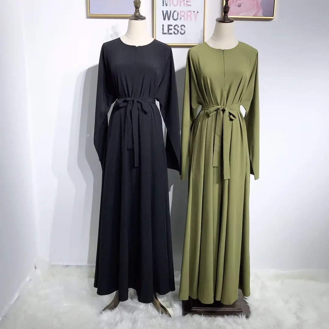 2019 Abaya Дубай модное однотонное классическое мусульманское простое платье для