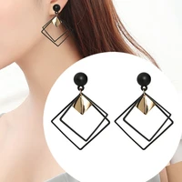 2020 retro rhombus black geometric drop dangle earring women wedding jewelry for girl gift