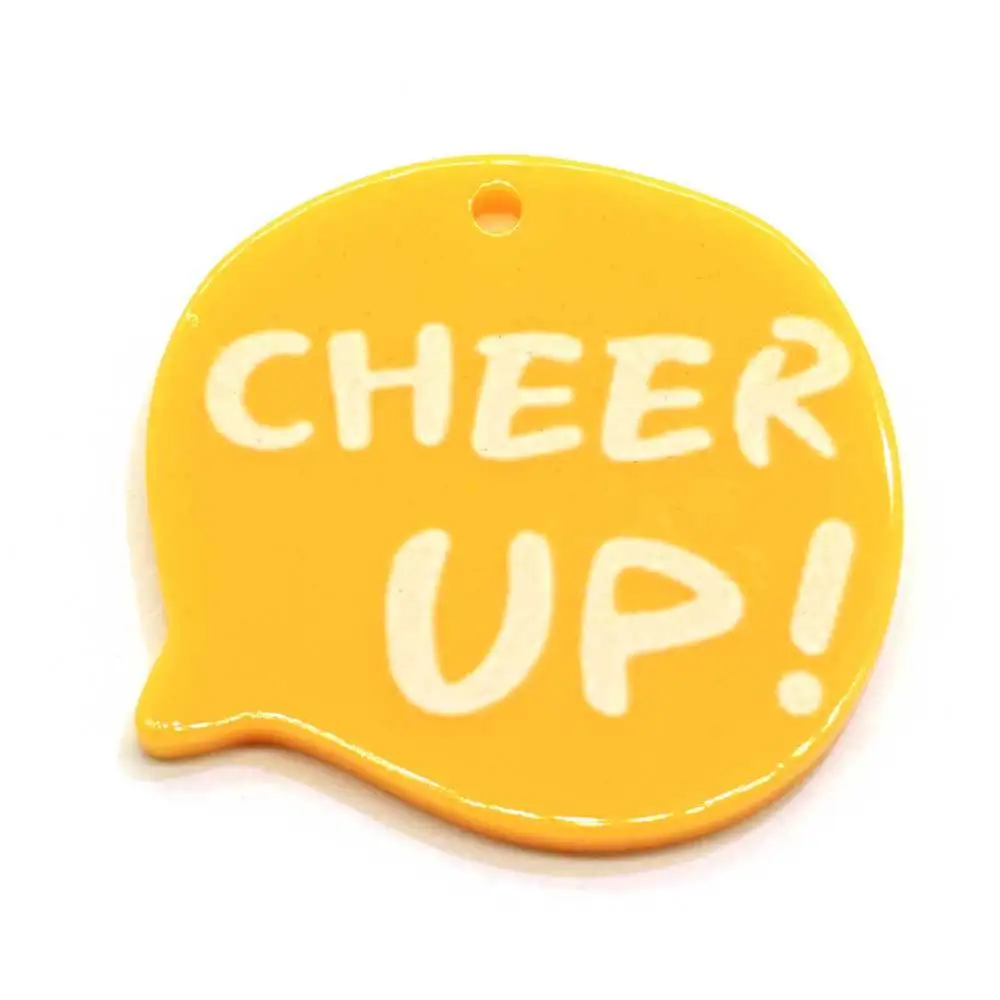 

20Pcs/lot Cheer Up Letters Tag Flatback Resin Planar DIY Jewelry Making Charms Accessories Scrapbooking Acrylic Craft 26*28mm