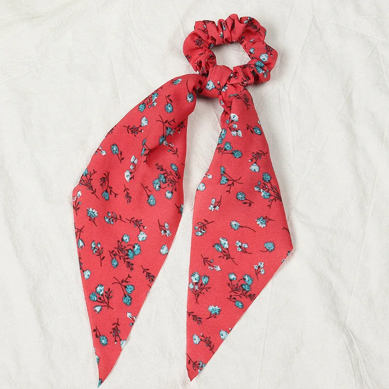 

Floral Print Hair Rubber Hair Bands For Girls 2021 Headband Hair Ties Long Hairband Scrunchies Ribbon Hair Accessories