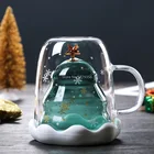 300 мл двухслойная антиожоговая стеклянная Рождественская елка звездное небо кофейная кружка термоизоляция молочная чашка для завтрака детский подарок