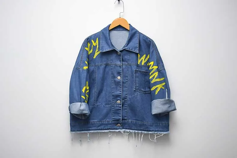 Джинсовые короткие джинсы деним куртка Женская Плюс Размер синий Повседневная Базовая весна осень потертые короткие женские пальто корейский L0078