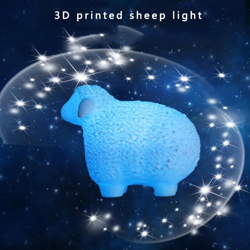 3D печать лампа овечка Ночной светильник с регулируемой яркостью сенсорный и