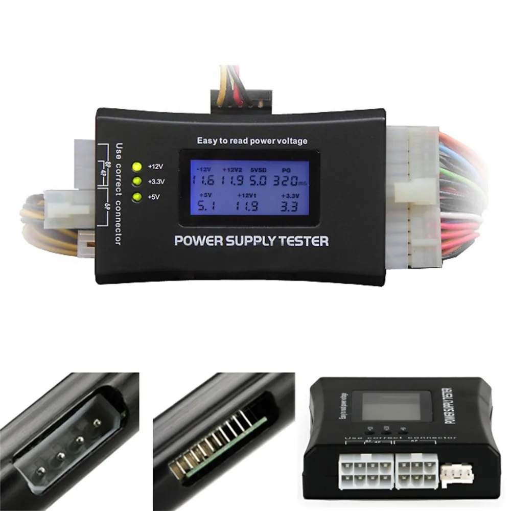 Computer PC Power Supply Tester Checker 20/24 pin SATA HDD ATX BTX Meter LCD Hot Sale Drop Shipping | Компьютеры и офис