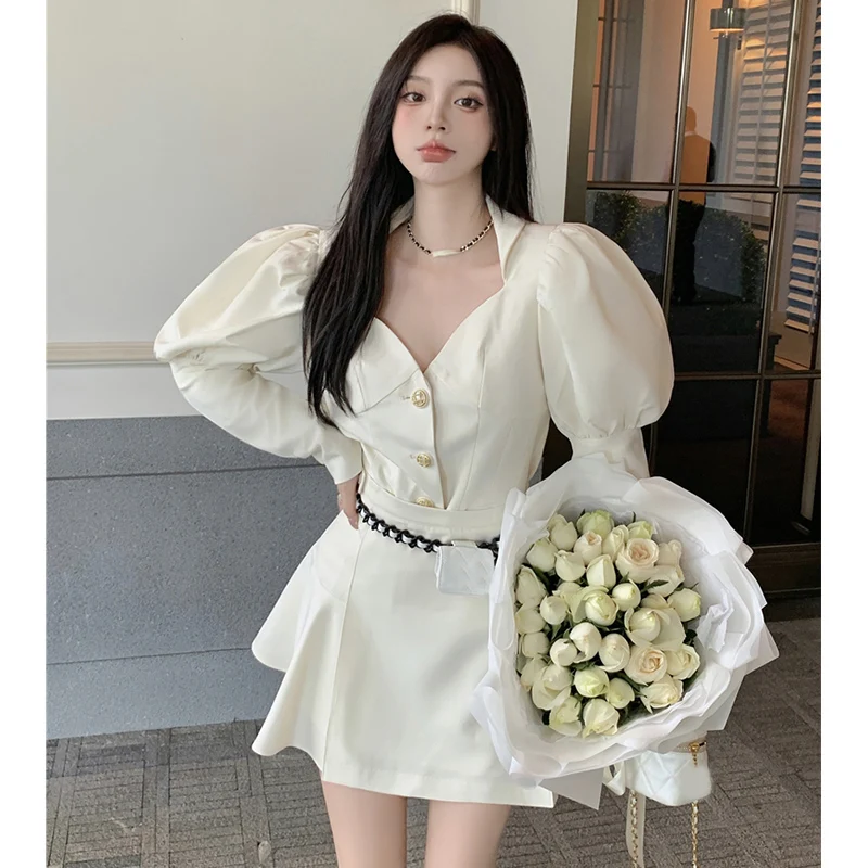 

Женская рубашка с V-образным вырезом, однотонная модная блузка с рукавами-фонариками, с французским дизайном, весна-осень 2021