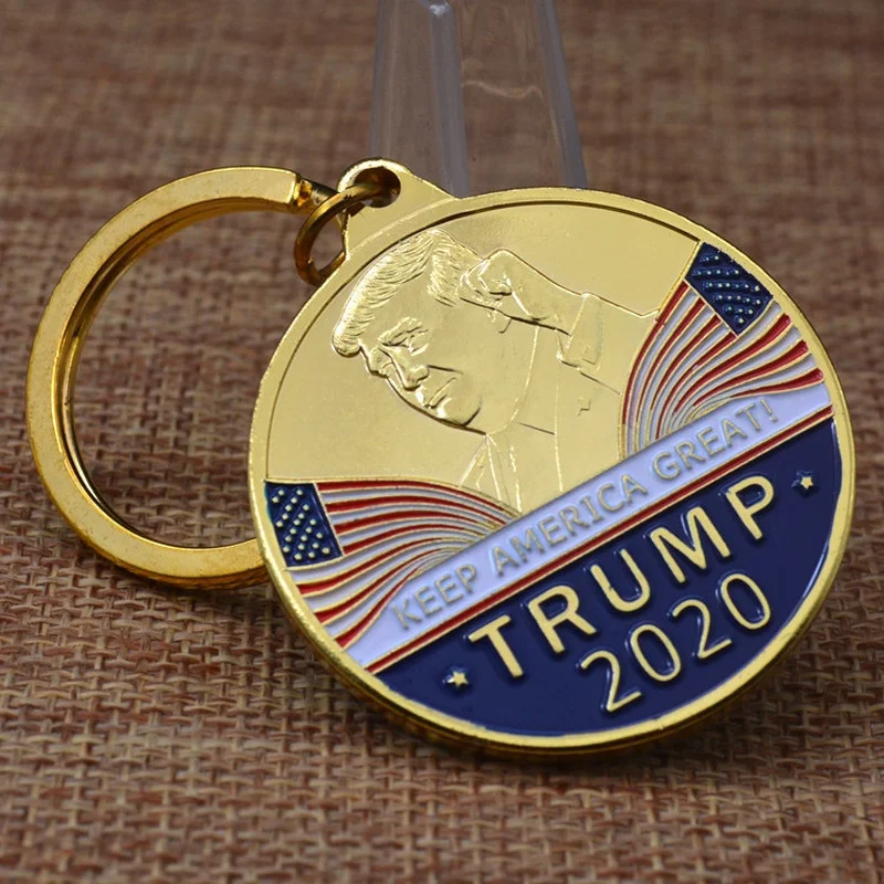 

2020 U.S. President Trump Election Keep America Great With Key Ring Commemorative Coin Crafts Collectibles Challenge Coin