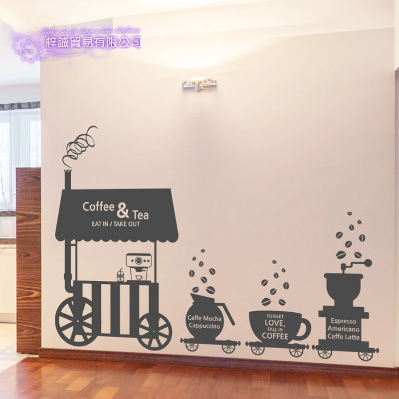 

Coffee Shop Sticker Bean Milk tea Decal Cafe Cup Poster Vinyl Art Wall Decor Mural Decoration Break Bread Coffee Glass Decals