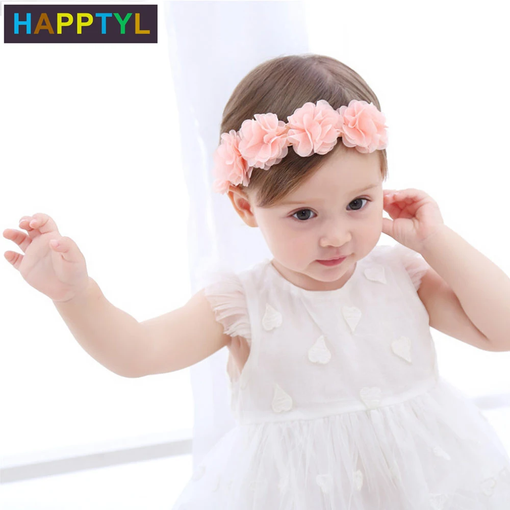 HAPPTYL 1 шт. шифоновая Цветочная повязка на голову для новорожденного младенца