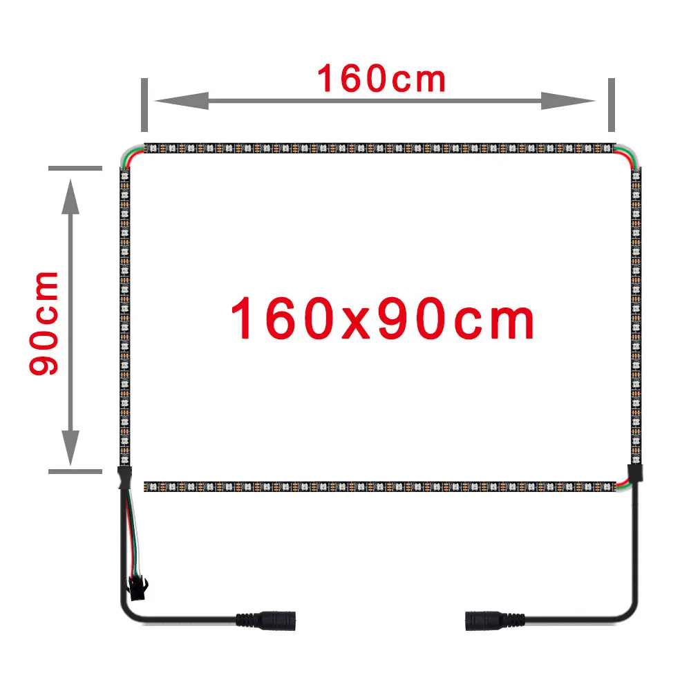 160cm x 90cm ТВ ПОДСВЕТКА Ambilight комплект ТВ Ambilight эффект для 4K ТВ HDMI источники освещение для гостиной освещение рассеянного смещения для 5"-80" ТВ - Испускаемый цвет: 160cm x 90cm