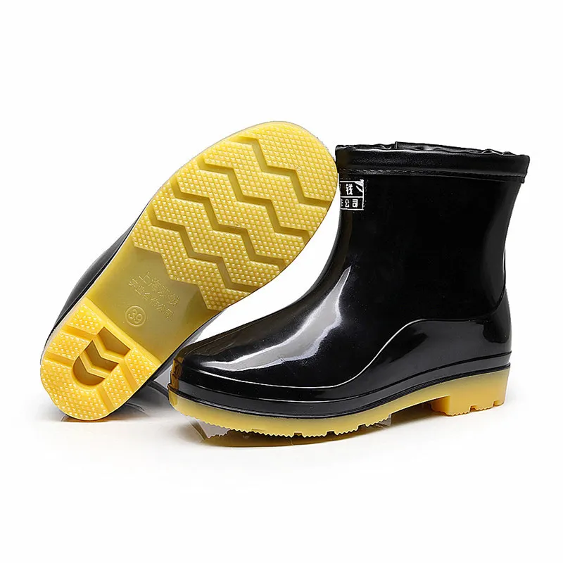 

45 Big Size Rubber Boots Men Warm Fur Cotton Boots for Rain Day Water Shoes Waterproof Rain Boots for Men Ankle Shoes Rain