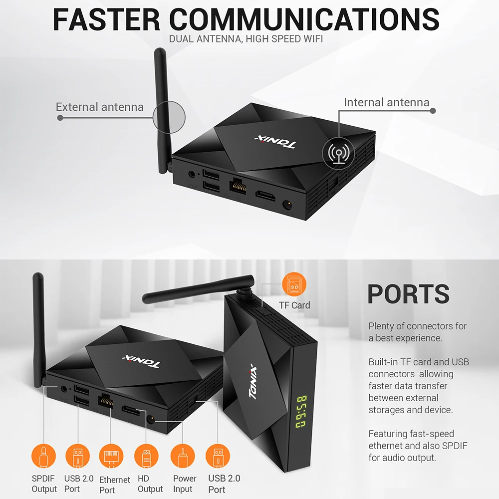 ТВ-приставка Tanix TX6S на Android 10.0, 4 ГБ ОЗУ, 64 ГБ памяти, четырехъядерный процессор Allwinner H616, поддержка H.265 4K и IP-телевидения.