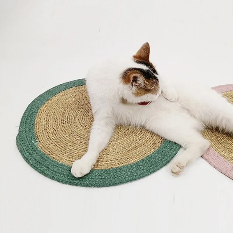 

Pet Cat Grinding Claws Handmade Natural Cotton Scratching Board Mat Pink And Blue Two Colors Can Choose Pet Supplies