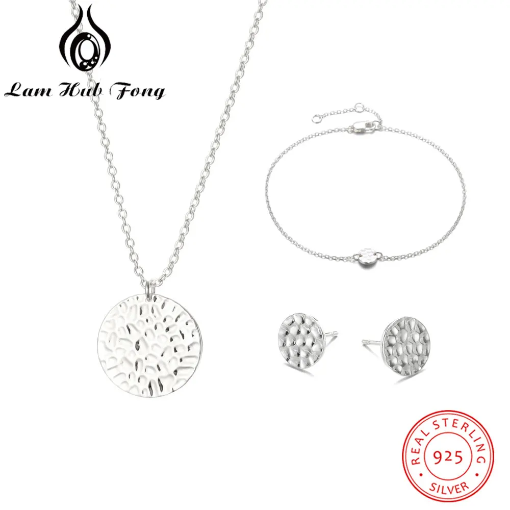 

Набор ювелирных изделий из серебра 925 пробы, простые круглые ожерелья, браслет, маленькие серьги-гвоздики для женщин, минималистичные украш...