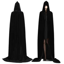 Hooded Cloak Long Velvet Cape for Christmas Halloween Coats Outwear Medieval Costume Witch Wicca Vampire Scary Costumes