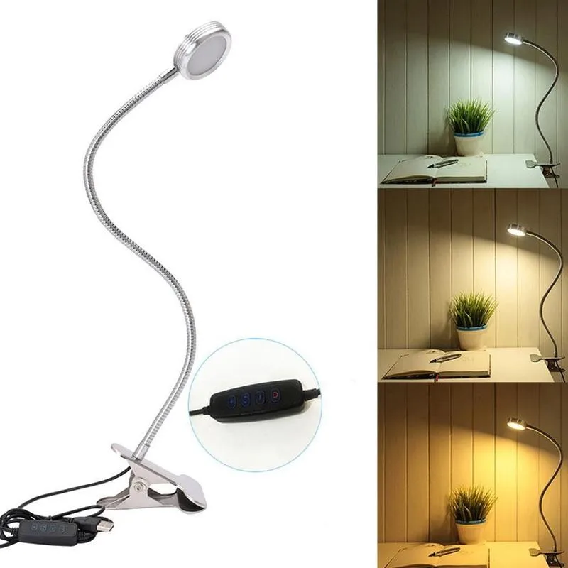 

Flexible LED Light Clip-on Reading Bed Lamp with flexible USB/220V Bed Aluminum neck Alloy Lamp Desktop D1T3